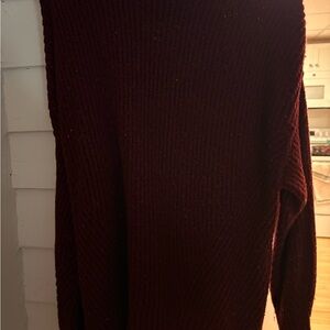 American Eagle Outfitters Women's Ribbed Crewneck Sweater - Burgundy